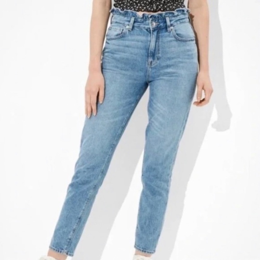 𝅺AMERICAN Eagle Women's 90s Paper Bag Slim Boyfriend Jeans Sz 6